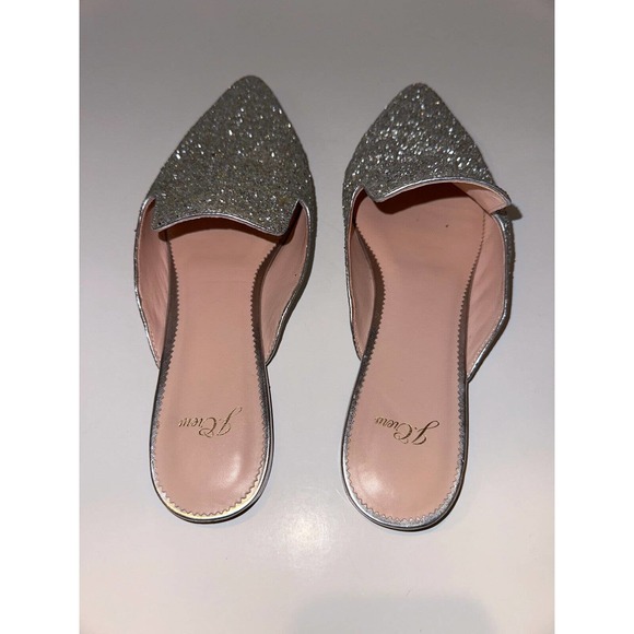 J. Crew Pointy Toe Mule In Silver Glitter Sparkle Slides Women's Size 10 K0036 - Picture 3 of 14